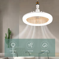 Ventilador de techo LED, 3 velocidades, con control remoto, 3 temperaturas de color, bombilla de bajo consumo superbrillante, rosca E27, ideal para sala de estar y dormitorio, ventilador de techo con cabezal móvil, color blanco. - details 2