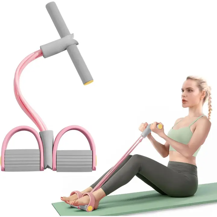 Cuerda de tensión multifunción para fitness, extractor de pedales de 6 tubos, banda de resistencia para ejercicios, color rosa cereza - 1