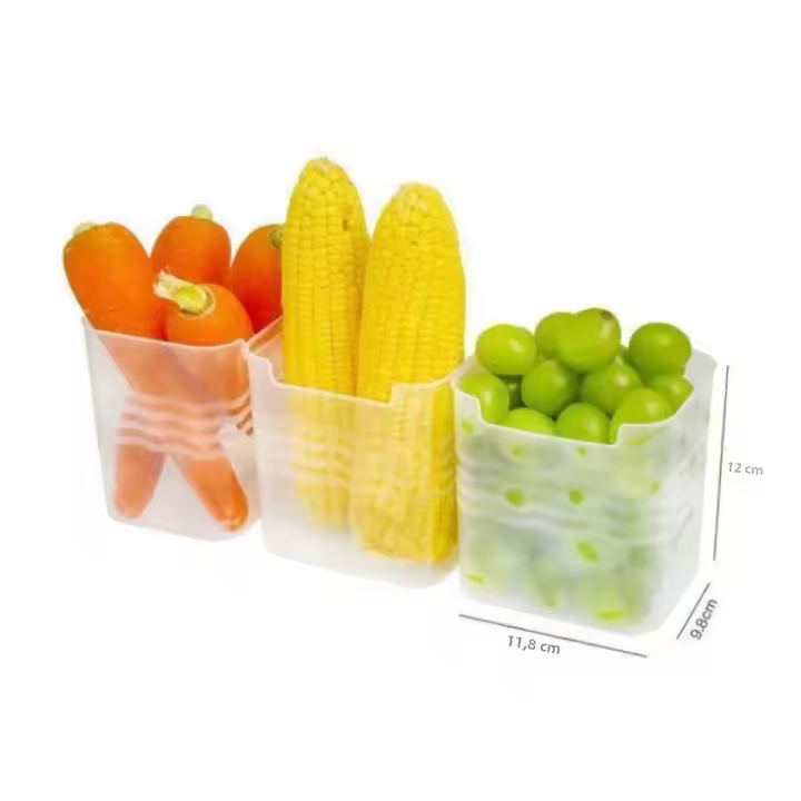 Caja De Almacenamiento Para Nevera Organizador De Puerta De Frutas Y Especias Ecológico De Plástico PP Caja De Comida Para Cocina - 1