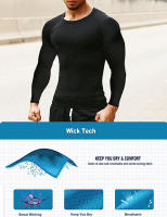 Camiseta De Compresión Con Manga Larga Para Hombres Quick Dry Tops Deportivos Para Gimnasio Running Guardia Contra Arrugas - details 4