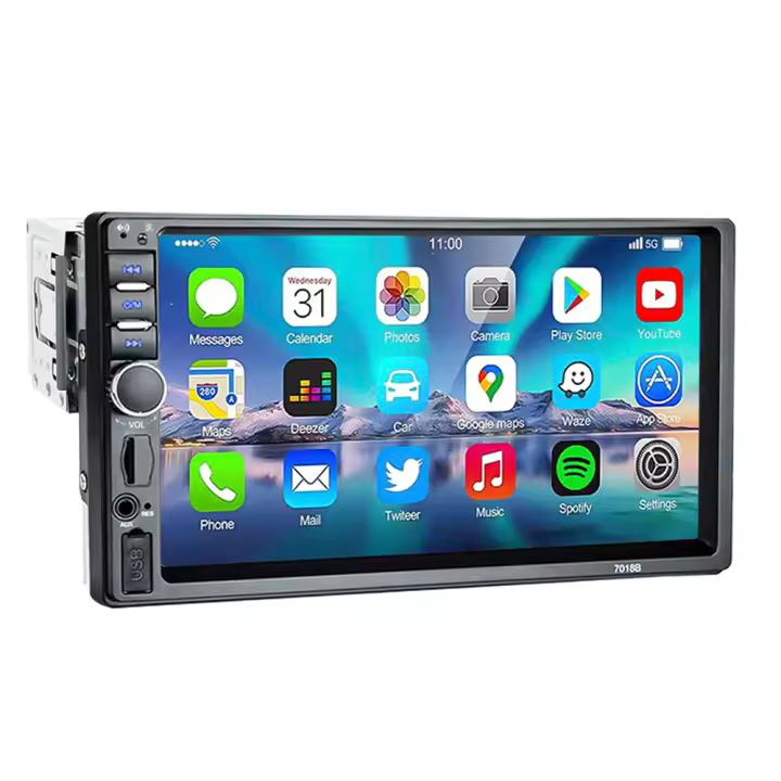 Radio De Coche HIPPBQCC 7 Pulgadas 1Din Estéreo Soporte Llamada Mirada Bluetooth Pantalla HD USB TF FM Reproductor Multimedia Universal - 1
