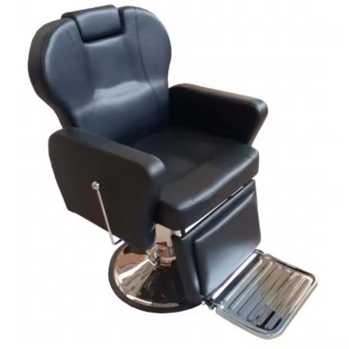 Silla Barbería Ergonómica EROS para Barbería, Peluquería y Salón - Color NEGRO - Altura Ajustable, Giratoria y Cómoda. - 1