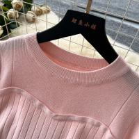 Vestido Rosa Francés De Estilo Simple Para Damas Con Cuello En V Manga Larga Sólido Suave Ajustado Casual De Otoño Vestido Largo De Hogar - details 10