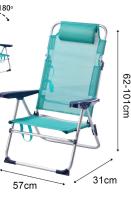 Pack de 2 Silla de Playa Plegable y Reclinable con Cojín de 5 Posiciones 57X31X62/101CM Turquesa - details 4
