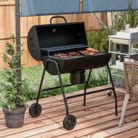 Parrilla de Carbón de Metal BBQ Ahumador with Tapa Rueda Termómetro Asa de Carbón Ajustable, Parrilla de Carbón Móvil para Camión, Parrilla de Carbón Camping, Patio, 95x71,5x102cm - details 0