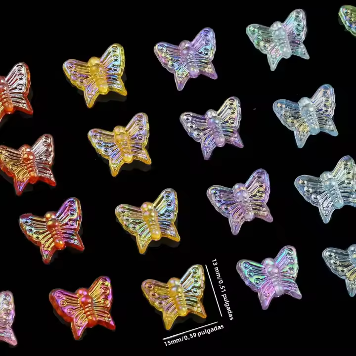 100pcs Bolas De Acrílico Transparentes En Forma De Rosa Y Mariposa Con Color AB Para La Creación De Joyería Accesorios DIY - 1