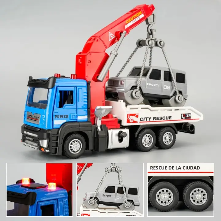 Modelo De Grúa De Transporte De Madera a Escala 1:32 Juguete De Vehículo De Ingeniería Con Música Y Luz Vehículo Metálico De Colección Regalos Para Niños Mayores De 14 Años - 1