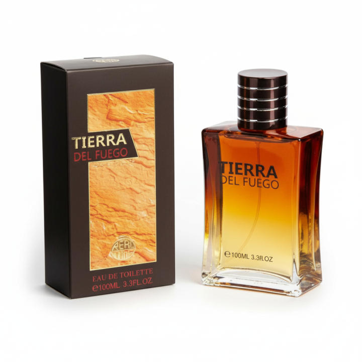 Perfume masculino Tierra del Fuego Eau de Toilette, fragancia intensa y cálida con aroma profundo y envolvente. Ideal para el uso diario o momentos especiales. Presentado en frasco con estuche original. 🚚 Envíos a España en 24/48 horas.