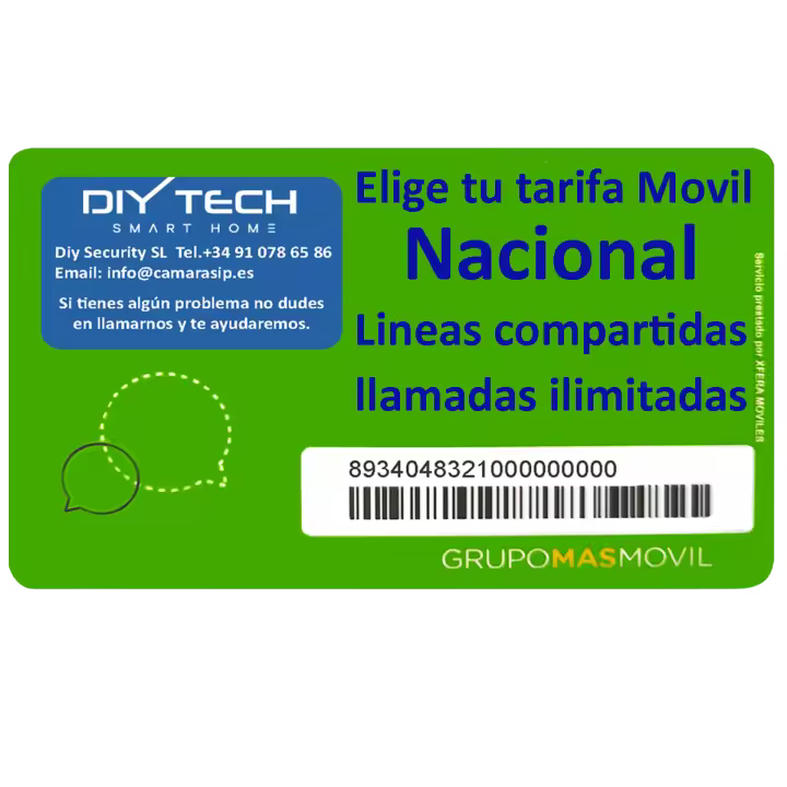 TARJETA SIM DIYTECH Móvil Nacional-Líneas Compartidas llamadas ilimit, - 1