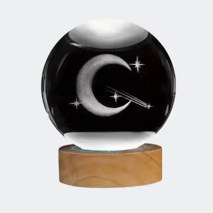 1 PC Bola De Cristal Lunar 3D Láser Grabado Luz Nocturna De Color Regalo Para Familia Colegas Sala De Estar Dormitorio Decoración De Hogar - 1