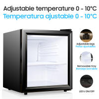 Cassary Mini frigorífico de 35 hasta 98 litros (temperatura de 0-10ºC). Nevera con puerta de cristal de bajo consumo. Mini nevera pequeña para habitación con puerta expositora. Frigoríficos pequeños. - details 2