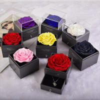 BIT Rosa de flor fresca conservada en una caja de joyería, caja de regalo de rosas Flores eternas Rosa infinita, azul siempre - details 3