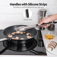 Pinzas De Alimentos De Acero Inoxidable Para BBQ Pinzas De Cocina Con Mano De Silicona Resistentes Al Calor Antióxido Y Antirroto Para Ensalada Y Pan - details 7