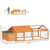 PawHut Gallinero de Madera Gallinero Grande de Exterior de 2 Pisos para 4-8 Gallinas con Techo Abatible Corral Puertas con Cerradura y Nido 240x112,5x76 cm - details 2