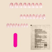 Uñas Falsas de Almendra Brillante con Destacado de Color Rosa Cortas para Mujeres y Chicas para Actividades de Fiesta y Belleza - details 1
