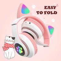 Auriculares Bluetooth 5.0 Con Lámpara De Flash Y Orejas De Gato Para Niñas Soporte TF Card Micrófono Inalámbricos Regalo De Cumpleaños - details 4