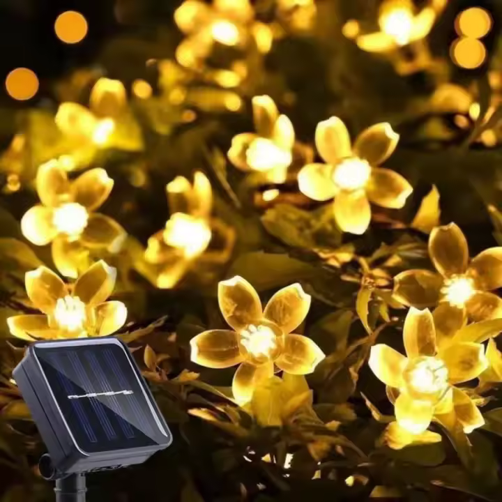 1pc 6.5M30LED Luces De Cadena Solar Sakura Impermeables Para Decoración De Jardín Y Festivales Fuente De Energía Solar - 1