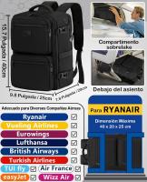 Mochila de viaje de cabina de avión para Ryanair Easyjet hombres mujeres mochila bolsa de viaje de mano, negro-S - details 4
