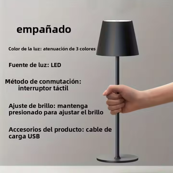 Lámpara De Mesa Recargable Con Sensor De Toque LED Luz Nocturna Para Lectura Sin Cable Decorativa Para Hotel Bar Restaurante Dormitorio - 1
