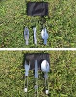 Juego De Utensilios De Acero Inoxidable Para Camping Con Cuchillo Cuchara Y Tenedor Plegables Y Bolsa De Almacenamiento Portátil Para Exteriores - details 7