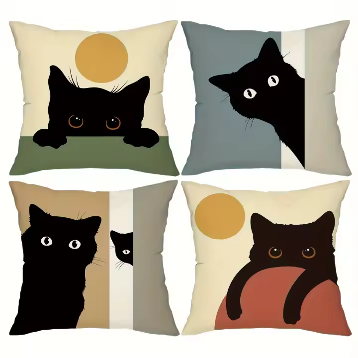 4 Pieces Digital Print Pillow Set, Home Cushion Covers for Sofa and Decorative Pillows - 1