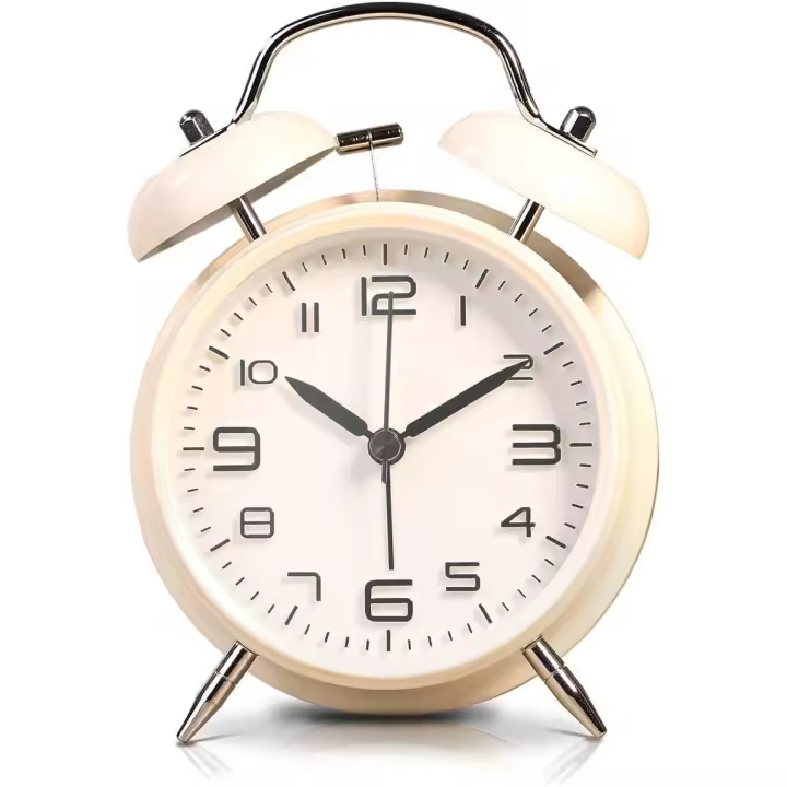Double Bell Alarm Clock with Backlight, 4" Stereoscopic Dial, Powerful Alarm Clock Battery Operated, Non Ticking, Silent, Retro Alarm Clock, Quartz Drive - 1