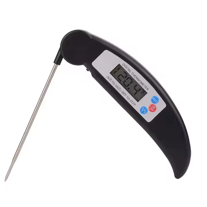 Termómetro Digital Plegable Para Barbecue Y Cocina Resistente Al Polvo Medidor De Temperatura De Alimentos Y Aceite Para Hornear Pasteles Y Carne - 1