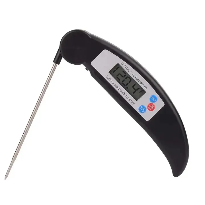 Termómetro Digital Plegable Para Barbecue Y Cocina Resistente Al Polvo Medidor De Temperatura De Alimentos Y Aceite Para Hornear Pasteles Y Carne - 1