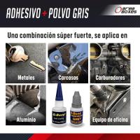 AREABOXES - Pegamento Extrafuerte Dos Componentes. [Qbond] Adhesivo P/TODOS Los Materiales. Soldadura En Frio Para Metal. Kit Reparación De Cianoacrilato + Polvo, Facil Y Rapido. (Kit 9 piezas) - details 2