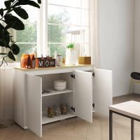 HOMCOM Aparador de Salón Armario de Almacenamiento Mueble Auxiliar de Cocina con 3 Puertas y Estantes Ajustables para Comedor Entrada 120x37x75 cm Blanco - details 1