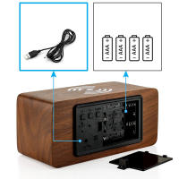 Reloj De Alarma Digital De Madera Con Carga Inalámbrica Reloj LED Con Hora Fecha Temperatura Para Escritorio Oficina Lado Del Cama Moderno - details 12