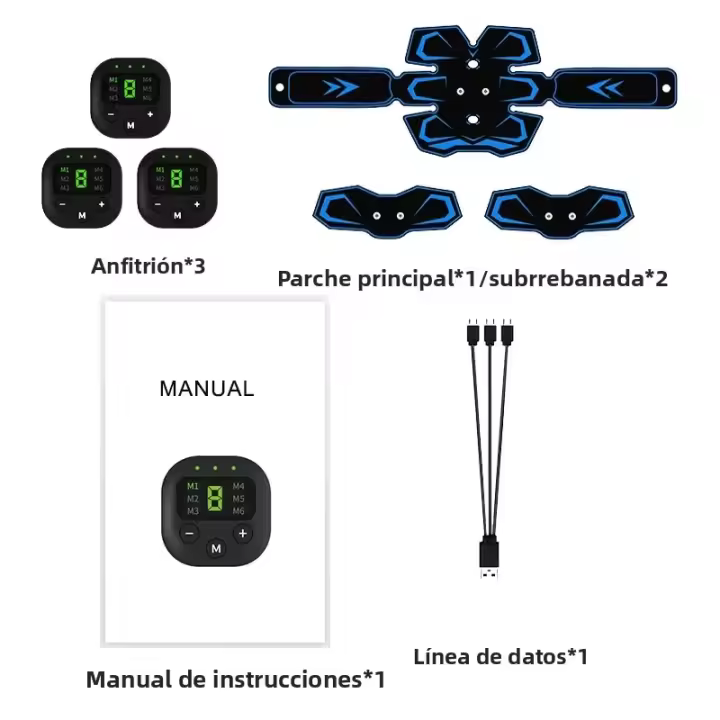 Estimulador De Músculos Abdominales Eléctrico EMS Cinturón Masajeador De Entrenamiento Muscular Recargable Para Fitness - 1