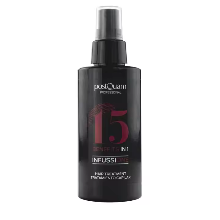 PostQuam - Mascarilla Capilar Sin Aclarado Infussione - Tratamiento Capilar 15 en 1 a Base de Aloe Vera, Extracto de Maíz y Remolacha, Fosfolípidos y Aceite de Soja - Protege los Cabellos Teñidos y Aporta Brillo y Antifrizz - Spray 125 ml - 1