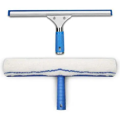 Kit limpieza cristales, limpiacristales y paño de microfibra, limpiacristales con labio de goma, herramienta para limpieza de cristales, limpiacristales aquablade 35cm - 1