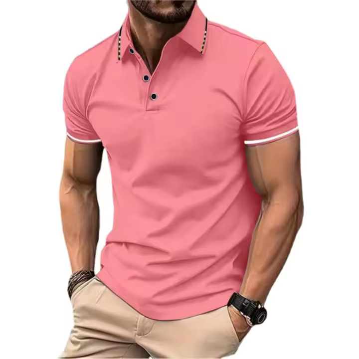 Camisa Polo Para Hombre De Manga Corta Verano Transpirable Basic Botones Ligero Suéter De Gimnasio Estilo Coreano Daily Polyester - 1