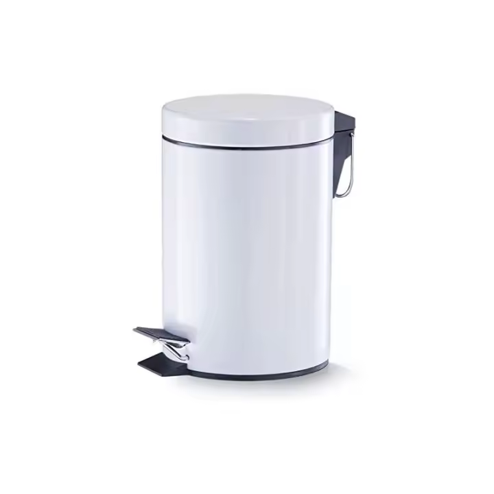 Cubo de Basura con Pedal Acero Inoxidable Blanco Brillo. Varios tamaños - 1