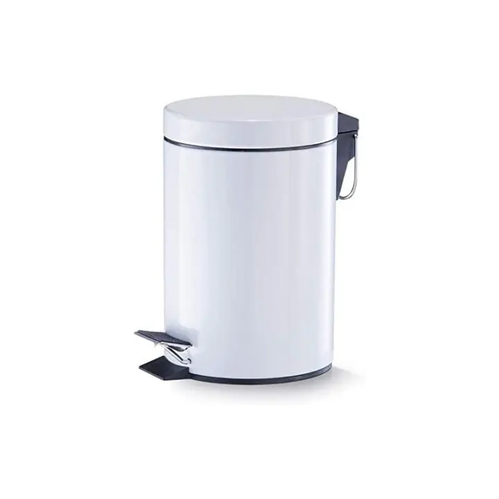 Cubo de Basura con Pedal Acero Inoxidable Blanco Brillo. Varios tamaños - 1