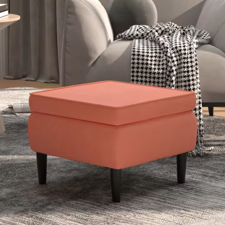 vidaXL Taburete con patas de madera terciopelo rosa - 1