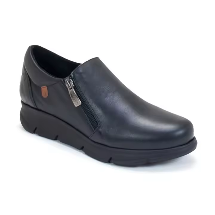 ZAPATOS VALERIA'S CONFORT 9583 NEGRO.Zapato para mujer muy comodo con cierre de cremallera. Realizado en piel de alta calidad - 1