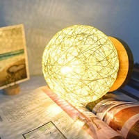 Lámpara De Lectura LED Para Mesa Rattan Bola Luz USB Recargable Moderna Para Dormitorio Y Sala De Estar Iluminación Decorativa Para El Hogar - details 3