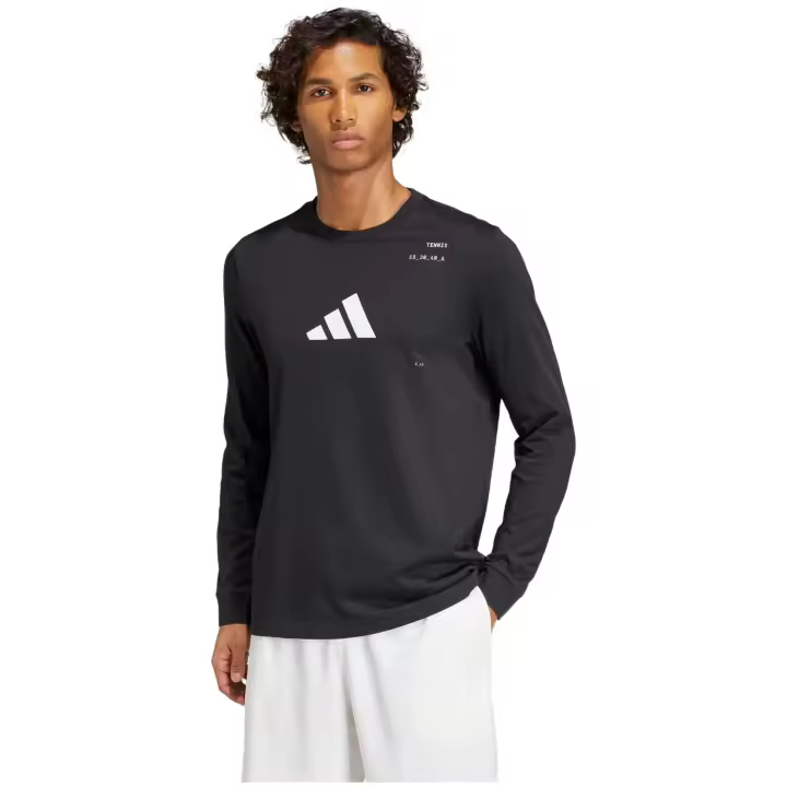 Camiseta de Manga Larga Adidas Tennis Graphic para hombre en color negro - 1