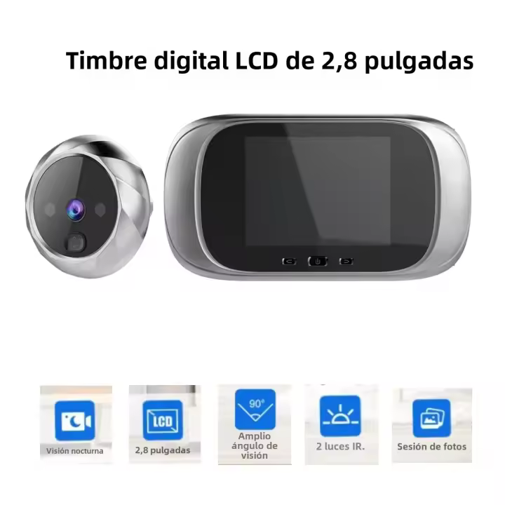 Peephole Doorbell Digital LCD 2.8 Pulgadas Con Visión Nocturna Cámara De Seguridad Anti-Robo Monitor De Puerta Wireless Batería AAA*4 - 1