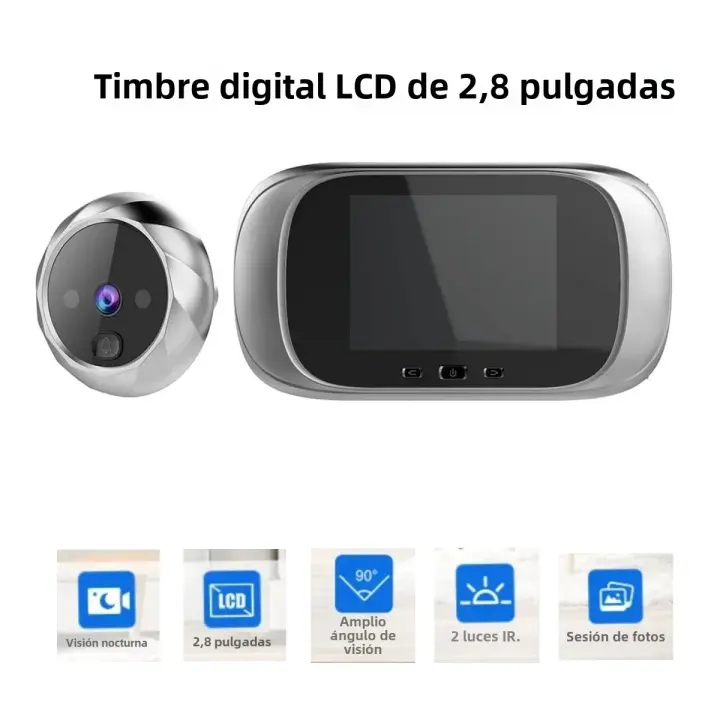 Peephole Doorbell Digital LCD 2.8 Pulgadas Con Visión Nocturna Cámara De Seguridad Anti-Robo Monitor De Puerta Wireless Batería AAA*4 - 1