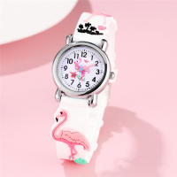 Reloj Infantil De Cuclillas Con Patrón De Flamenco Divertido Resistente Al Agua De Moda Y Casual Con Marcadores Arábigos Y Correa De Goma - details 3