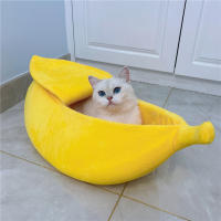 Cama De Gato En Forma De Plátano Cómoda Y Caliente Para Invierno Almohadilla Suave Para Perro Y Gato Juguete De Dormir Divertido Accesorios Para Mascotas Color Amarillo - details 8