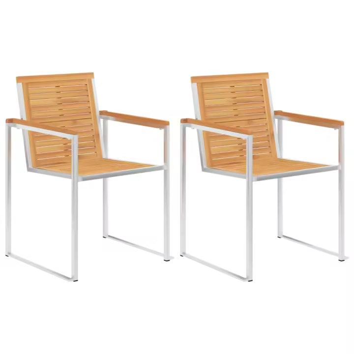 Sillas de Jardín con 2 UDS Madera Maciza Teca y Maple - 1