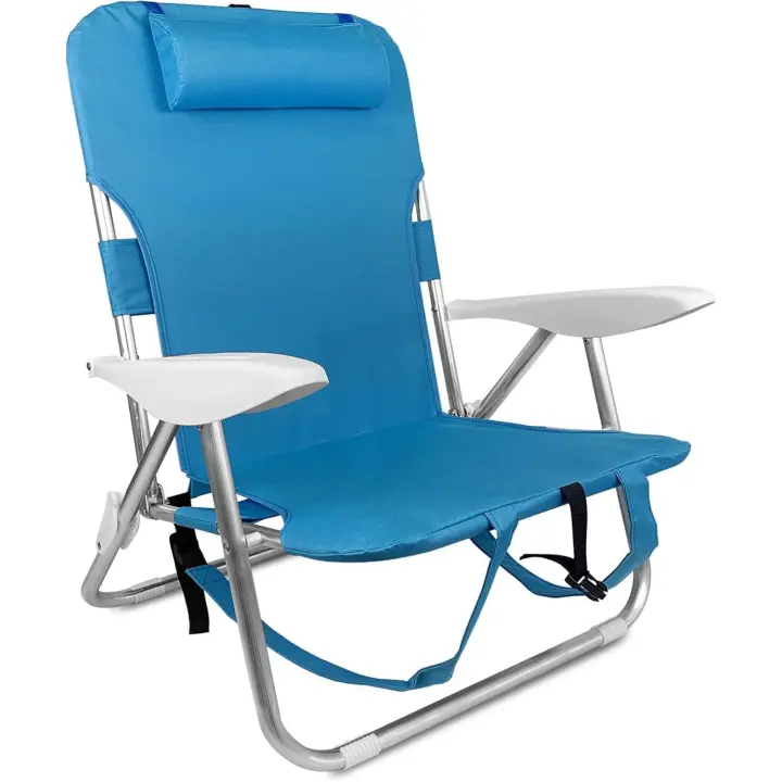 TIENDA EURASIA - Silla de Playa Plegable con Cojín, 4 Posiciones, Estructura de Aluminio Ligera y Resistente, Tela de Textileno, Multiposición, 62 x 48 x 85 cm, Sillas de Playa Plegables - 1