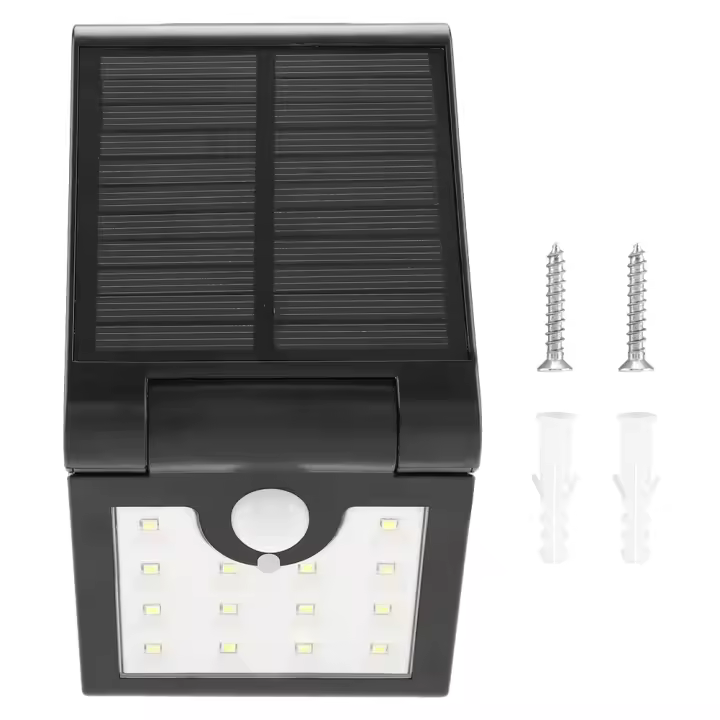 Lámpara de pared para jardín con luces LED de inducción infrarrojas plegables, de energía solar, resistente al agua, 1 W y 14 LED - 1