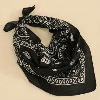 Bandana Hip Hop De Trenzado Con Estampado De Pauleta Negro Y Rojo 55x55cm Pañuelo Estilo Casual Para Mujeres Hombres Niños Y Niñas - details 2