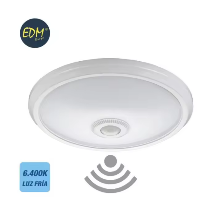 Aplique de superficie led con sensor ip20 16w 6400k luz fría ø29x6cm EDM - 1